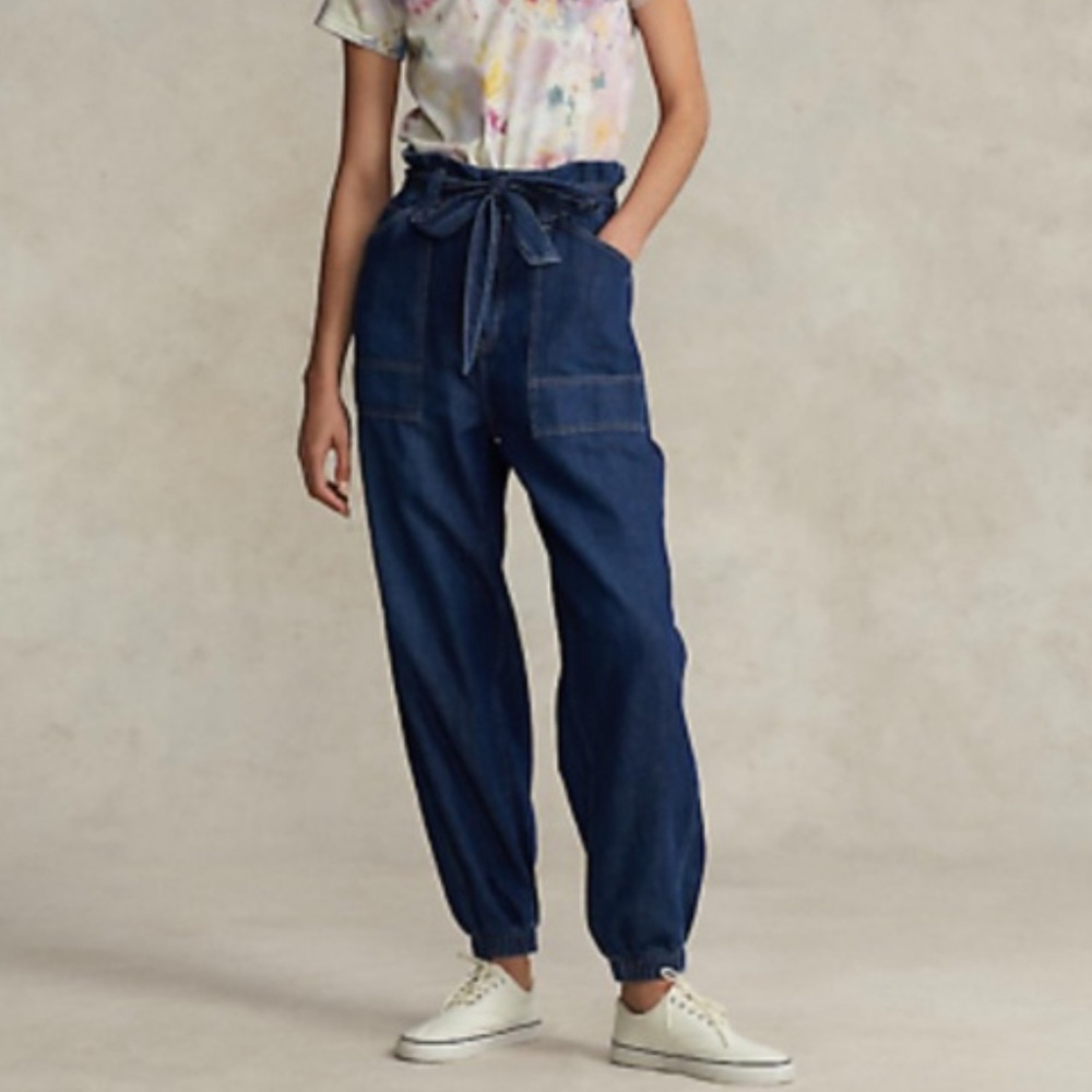 Polo Ralph Lauren Women Dresla Wash Belted Denim Jogger Pant NWT W1523 Sz 25